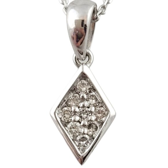 14K White Gold Diamond Pendant Necklace #16248